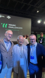 Andrea Limone, Muhammad Yunus e Benigno Imbriano (Torino, 2022)